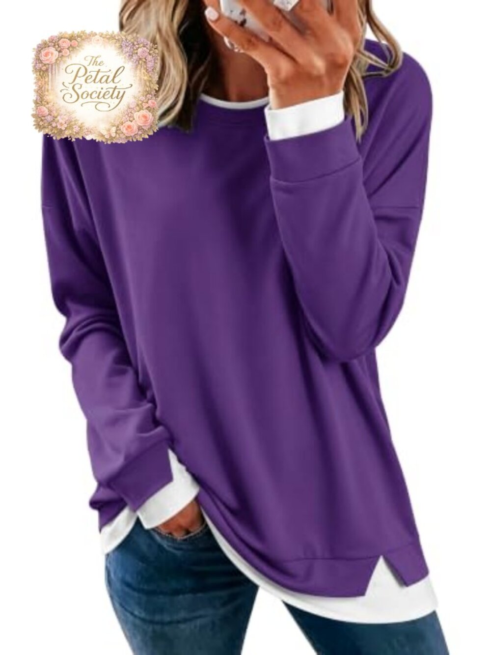 Women's Long Sleeve Crewneck Sweatshirt Casual Pullover Loose Fit